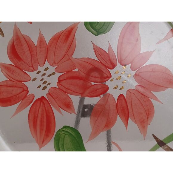 Made In Italy Hand Painted Holiday Platter Firenze Glass 14 1/2" Diameter Plate - Picture 4 of 5